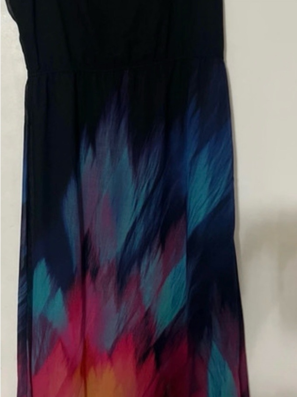 Nina Leonard dress with Teal and Magenta Brushstroke Print